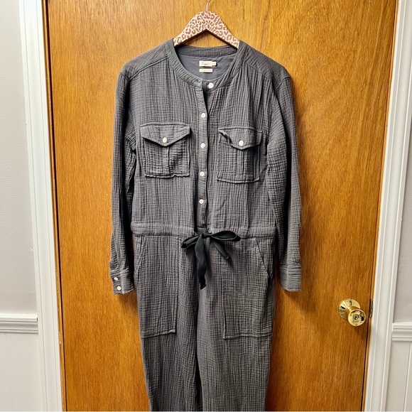 Faherty Dream Gauze Cotton Long Sleeve Jumpsuit Grey Gray Small $178 - Picture 11 of 11
